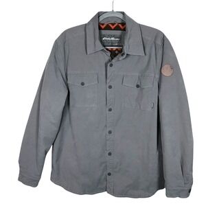 Eddie‎ Bauer Voyager Shirt Jacket Mens Large Fleece Lined Snap Front Shacket